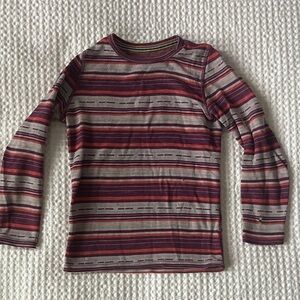 Smartwool Kids Long Sleeve Shirt - Red and Purple Stripes